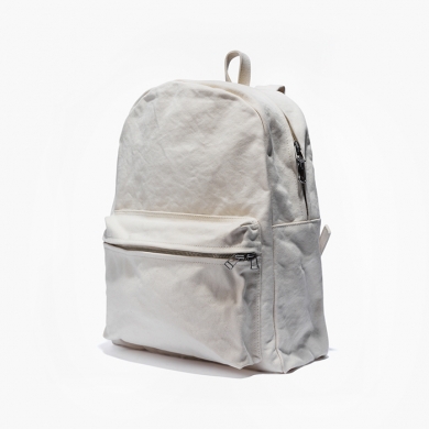 WASHED CANVAS BACKPACK (M) WHITE