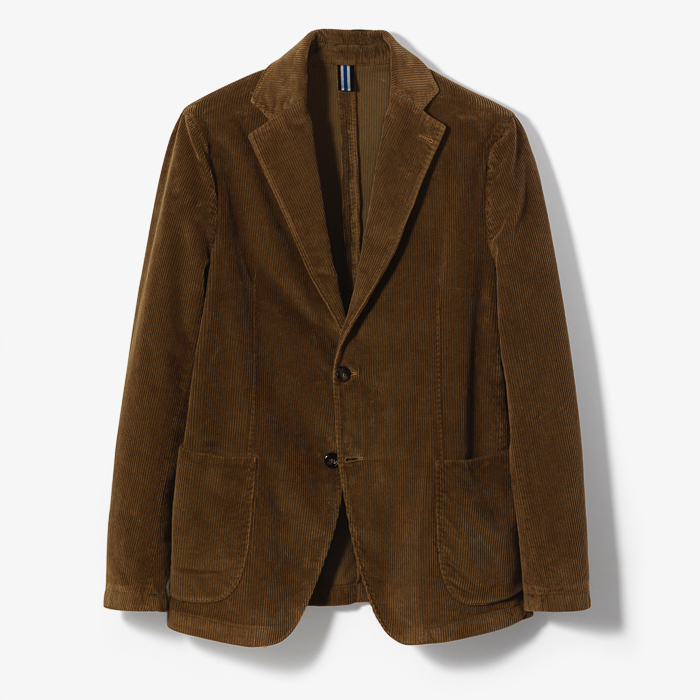 SINGLE BREASTED CORDUROY JACKET (GARMENT DYED) BROWN
