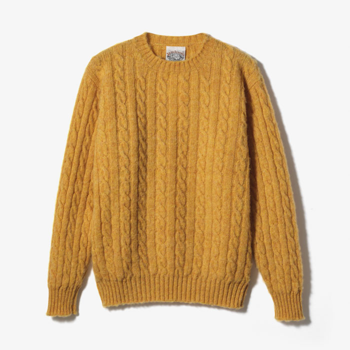 CABLE CREW NECK BRUSHED KNIT YELLOW