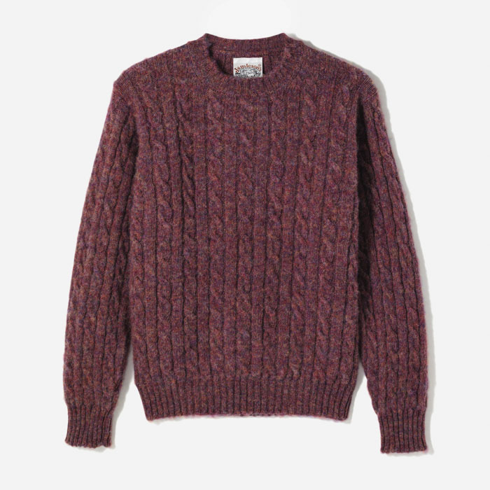 CABLE CREW NECK BRUSHED KNIT PURPLE