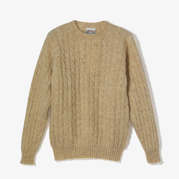 CABLE CREW NECK BRUSHED KNIT IVORY