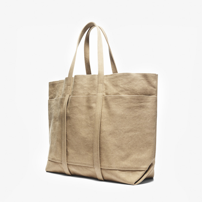 WASHED CANVAS 6POCKETS TOTE (M) BEIGE