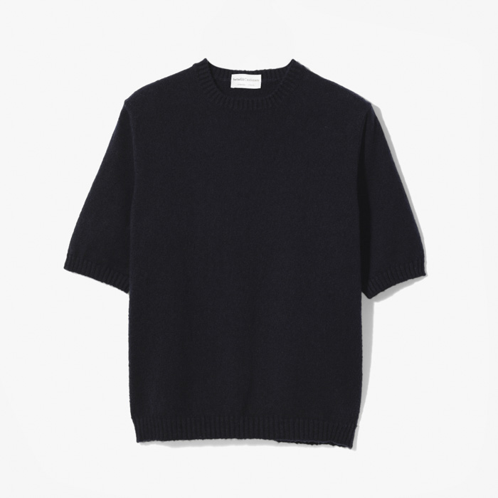 ROUND NECK KNIT (SPECIAL SOFT FINISHING ORGANINC COTTON) NAVY