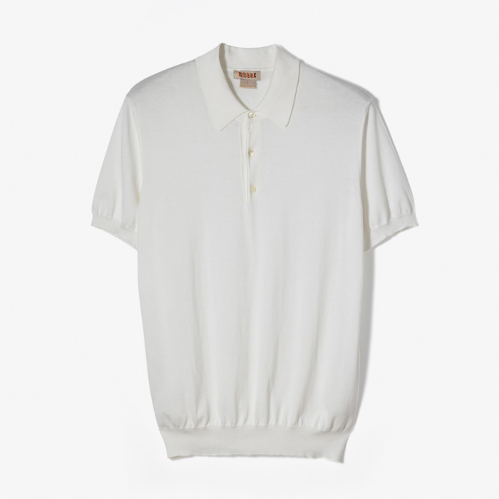 GARMENT DYED SS POLO KNIT OFF-WHITE