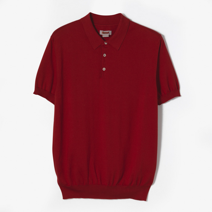 GARMENT DYED SS POLO KNIT RED